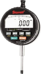 Starrett - 1" Max Measurement, 0.00005, 0.0001, 0.0005 & 0.001" Graduation, Electronic Drop Indicator - Accurate to 0.0001", Inch & Metric System, LCD Display - USA Tool & Supply
