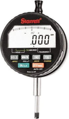 Starrett - 15mm Max Measurement, 0.00005, 0.0001, 0.0005 & 0.001" Graduation, Electronic Drop Indicator - Accurate to 0.0001", Inch & Metric System, LCD Display - USA Tool & Supply