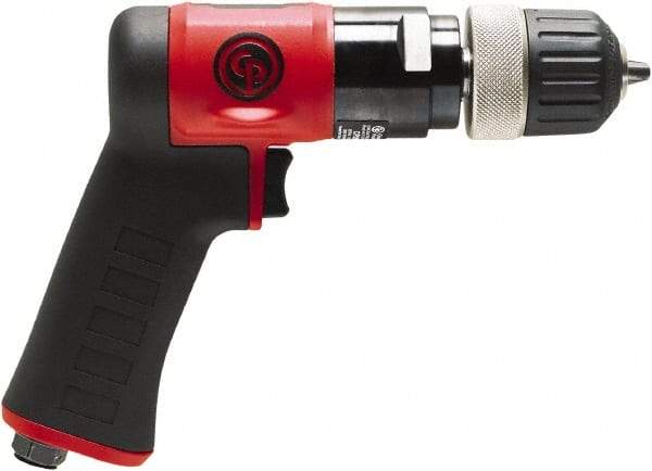 Chicago Pneumatic - 3/8" Keyless Chuck - Pistol Grip Handle, 3,000 RPM, 0.6 hp, 90 psi - USA Tool & Supply