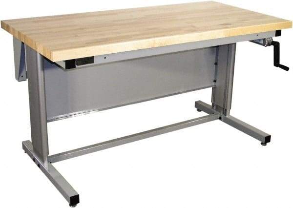 Proline - 72 Wide x 30" Deep x 42" High, Maple Workbench - Adjustable Height Legs, Gray - USA Tool & Supply
