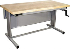 Proline - 72 Wide x 30" Deep x 42" High, Maple Workbench - Adjustable Height Legs, Gray - USA Tool & Supply