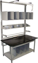 Proline - 72 Wide x 30" Deep x 36" High, Chem-Guard Workbench - Adjustable Height Legs, Gray - USA Tool & Supply