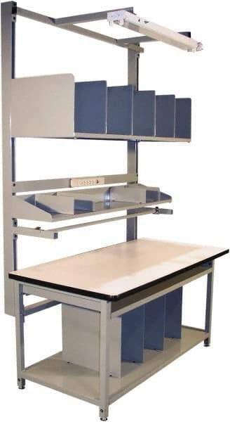 Proline - 72 Wide x 30" Deep x 36" High, Plastic Laminate Workbench - T-Molded Edge, Adjustable Height Legs, Gray - USA Tool & Supply