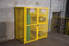 Illinois Engineered Products - Gas Cylinder Storage Cabinet - Steel, 60" Wide x 33-1/2" Deep x 65" High, Yellow - USA Tool & Supply