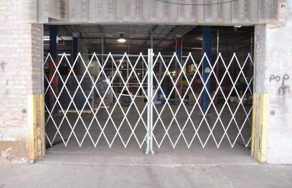 Illinois Engineered Products - 102" High Bi-Parting Folding Gates - Galvanized Steel, Silver - USA Tool & Supply