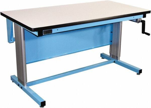 Proline - 72 Wide x 30" Deep x 42" High, Static Dissipative Workbench - T-Molded Edge, Adjustable Height Legs, Blue - USA Tool & Supply