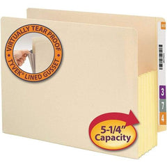 SMEAD - 12-3/8 x 9-1/2", Letter Size, Manila, Expansion Folders - Straight Tab Cut Location - USA Tool & Supply