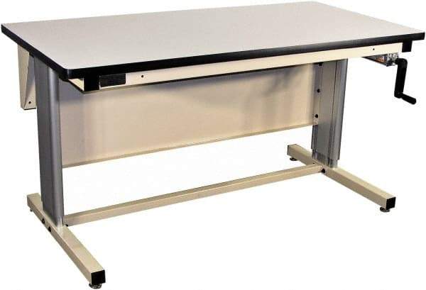 Proline - 72 Wide x 30" Deep x 42" High, Static Dissipative Workbench - T-Molded Edge, Adjustable Height Legs, Beige - USA Tool & Supply