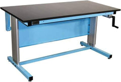 Proline - 72 Wide x 30" Deep x 42" High, Epoxy Resin Workbench - Adjustable Height Legs, Blue - USA Tool & Supply
