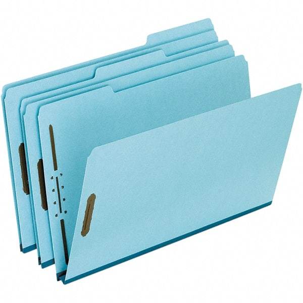 Pendaflex - 8-1/2 x 14", Legal, Blue, Classification Folders with Top Tab Fastener - 25 Point Stock, Assorted Tab Cut Location - USA Tool & Supply