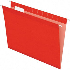 Pendaflex - 8-1/2 x 11", Letter Size, Red, Hanging File Folder - 11 Point Stock, 1/5 Tab Cut Location - USA Tool & Supply