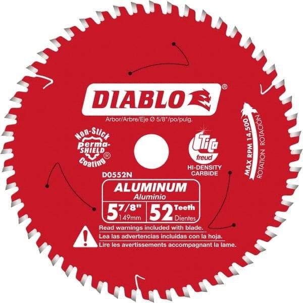 Freud - 5-7/8" Blade Diam, 52 Teeth, Carbide-Tipped Cold Saw Blade - 5/8" Arbor Hole Diam, 0.045" Blade Thickness - USA Tool & Supply