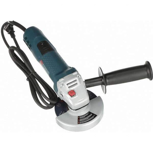 Bosch - 4-1/2" Wheel Diam, 11,000 RPM, Corded Angle & Disc Grinder - 5/8-11 Spindle, 120 Volts, 7.5 Amps - USA Tool & Supply