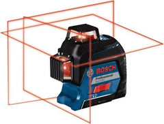 Bosch - 3 Beam 200' Max Range Self Leveling Line Laser - 3/32" at 30' Accuracy, Battery Included - USA Tool & Supply