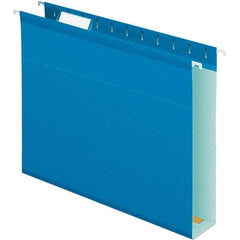 Pendaflex - 8-1/2 x 11", Letter Size, Blue, Hanging File Folder - 11 Point Stock, 1/5 Tab Cut Location - USA Tool & Supply