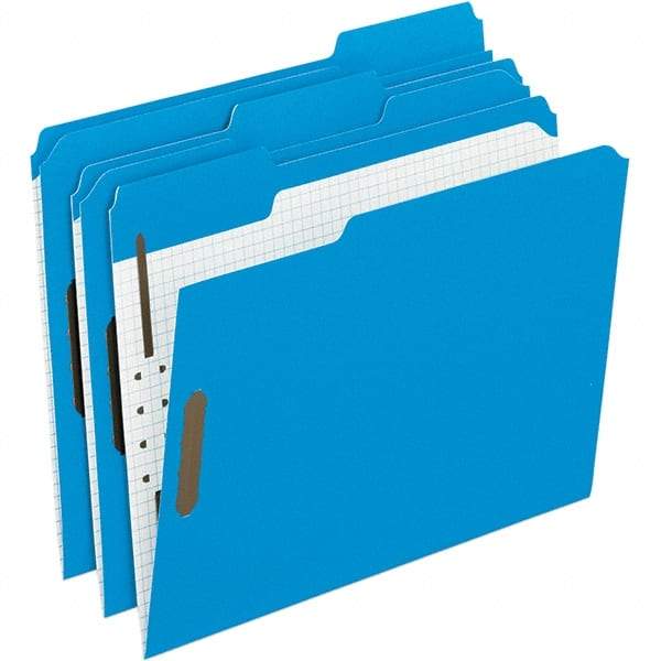 Pendaflex - 11-5/8 x 9-1/2", Letter Size, Blue, File Folders with Top Tab - 11 Point Stock, Assorted Tab Cut Location - USA Tool & Supply