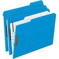 Pendaflex - 11-5/8 x 9-1/2", Letter Size, Blue, File Folders with Top Tab - 11 Point Stock, Assorted Tab Cut Location - USA Tool & Supply