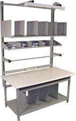 Proline - 60 Wide x 30" Deep x 36" High, Static Dissipative Workbench - Bull Nose Edge, Adjustable Height Legs, Gray - USA Tool & Supply