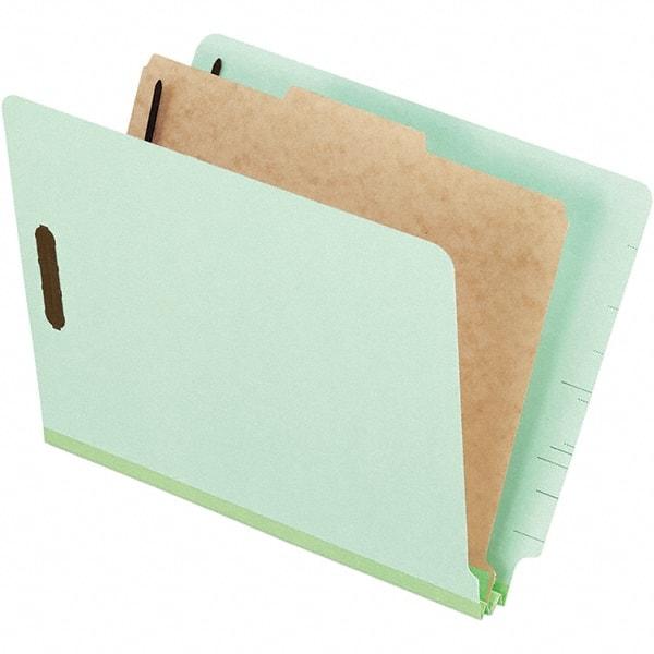 Pendaflex - 8-1/2 x 11", Letter Size, Pale Green, Classification Folders with Top Tab Fastener - 25 Point Stock, End Tab Cut Location - USA Tool & Supply