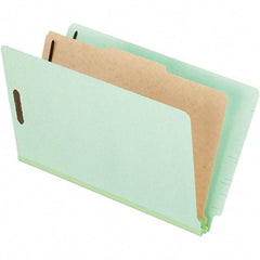 Pendaflex - 8-1/2 x 14", Legal, Pale Green, Classification Folders with End Tab Fastener - 25 Point Stock, End Tab Cut Location - USA Tool & Supply