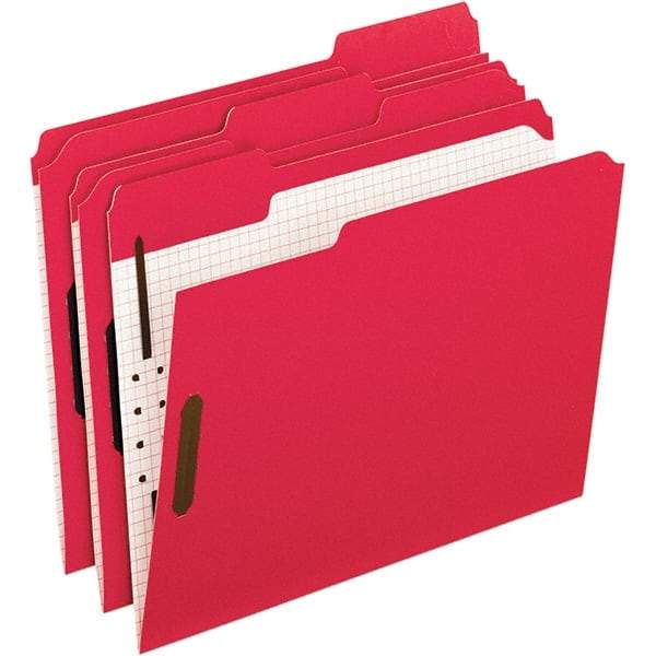 Pendaflex - 11-5/8 x 9-1/2", Letter Size, Red, File Folders with Top Tab - 11 Point Stock, Assorted Tab Cut Location - USA Tool & Supply