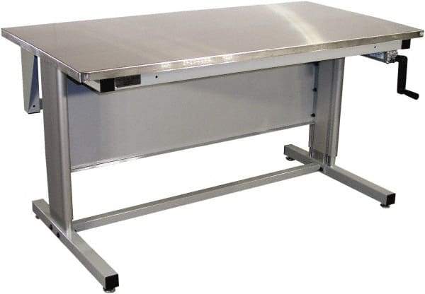 Proline - 60 Wide x 30" Deep x 42" High, Stainless Steel Workbench - Adjustable Height Legs, Gray - USA Tool & Supply