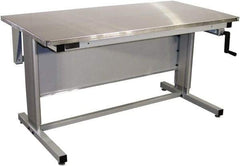 Proline - 60 Wide x 30" Deep x 42" High, Stainless Steel Workbench - Adjustable Height Legs, Gray - USA Tool & Supply