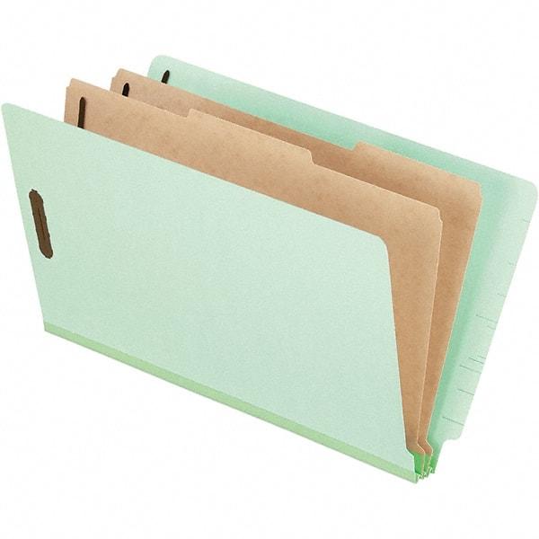 Pendaflex - 8-1/2 x 14", Legal, Pale Green, Classification Folders with End Tab Fastener - 25 Point Stock, End Tab Cut Location - USA Tool & Supply