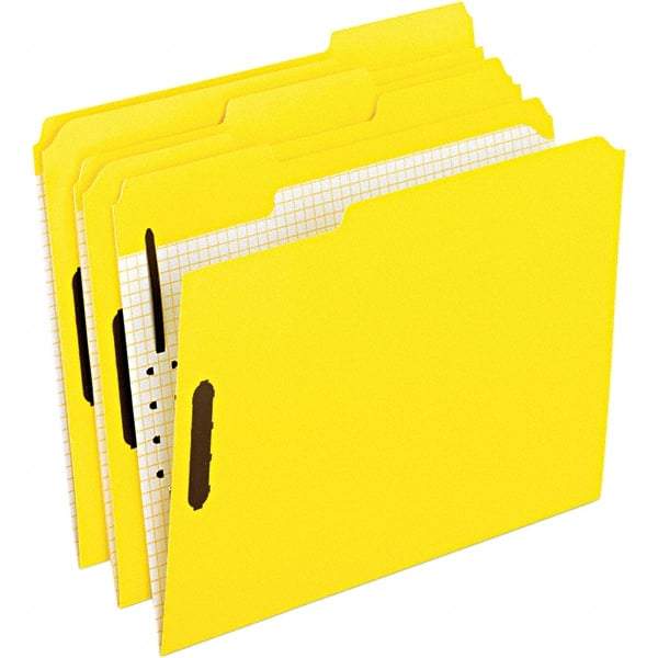 Pendaflex - 11-5/8 x 9-1/2", Letter Size, Yellow, File Folders with Top Tab - 11 Point Stock, Assorted Tab Cut Location - USA Tool & Supply