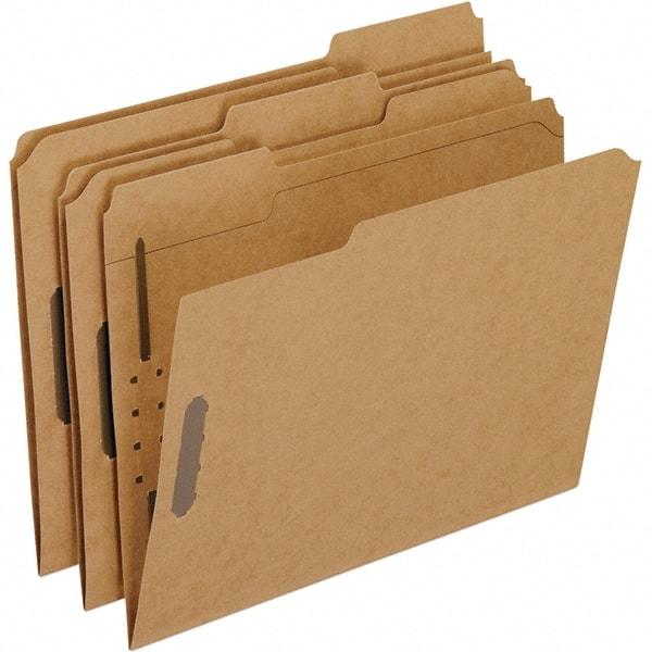 Pendaflex - 8-1/2 x 11", Letter Size, Brown, File Folders with Top Tab - Assorted Tab Cut Location - USA Tool & Supply