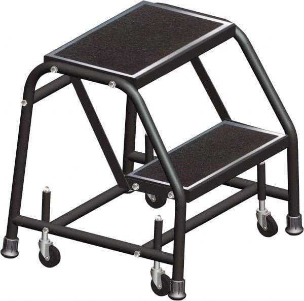 Ballymore - 19" 2 Step Ladder - Rolling Safety Ladder, 450 Lb Capacity, 19" Platform Height, 30" Base Width x 19" Base Depth, Serrated - USA Tool & Supply