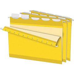 Pendaflex - 8-1/2 x 11", Letter Size, Yellow, Hanging File Folder - 11 Point Stock, 1/5 Tab Cut Location - USA Tool & Supply