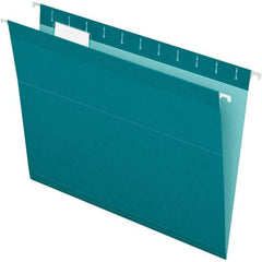 Pendaflex - 8-1/2 x 11", Letter Size, Teal, Hanging File Folder - 11 Point Stock, 1/5 Tab Cut Location - USA Tool & Supply