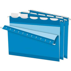 Pendaflex - 8-1/2 x 11", Letter Size, Blue, Hanging File Folder - 11 Point Stock, 1/5 Tab Cut Location - USA Tool & Supply