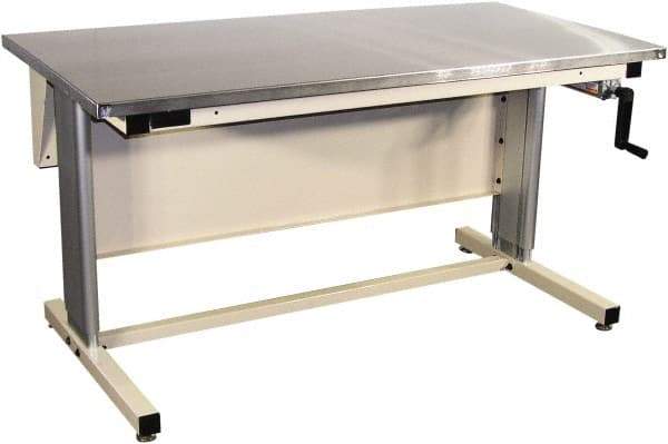 Proline - 72 Wide x 30" Deep x 42" High, Stainless Steel Workbench - Adjustable Height Legs, Beige - USA Tool & Supply