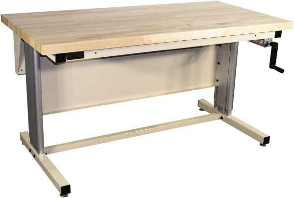 Proline - 60 Wide x 30" Deep x 42" High, Maple Workbench - Adjustable Height Legs, Beige - USA Tool & Supply