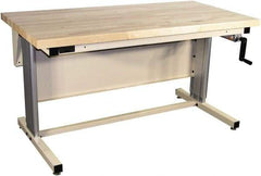 Proline - 60 Wide x 30" Deep x 42" High, Maple Workbench - Adjustable Height Legs, Beige - USA Tool & Supply