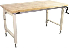 Proline - 60 Wide x 30" Deep x 42" High, Maple Workbench - Adjustable Height Legs, Beige - USA Tool & Supply