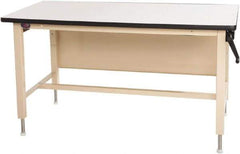 Proline - 60 Wide x 30" Deep x 42" High, Plastic Laminate Workbench - T-Molded Edge, Adjustable Height Legs, Beige - USA Tool & Supply
