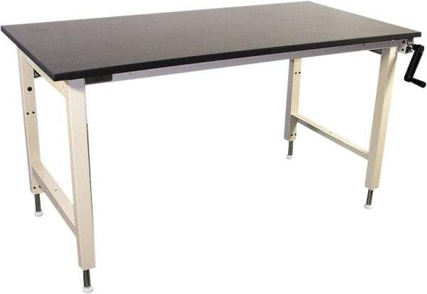 Proline - 60 Wide x 30" Deep x 42" High, Epoxy Resin Workbench - Adjustable Height Legs, Beige - USA Tool & Supply