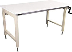 Proline - 60 Wide x 30" Deep x 42" High, Static Dissipative Workbench - Bull Nose Edge, Adjustable Height Legs, Beige - USA Tool & Supply