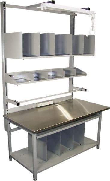Proline - 72 Wide x 30" Deep x 36" High, Stainless Steel Workbench - Adjustable Height Legs, Gray - USA Tool & Supply