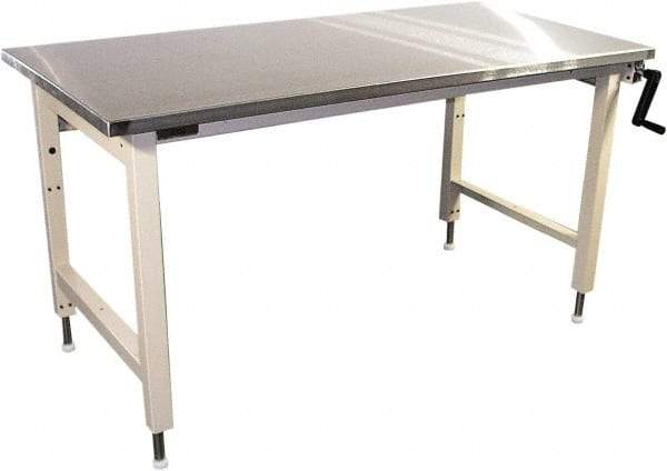 Proline - 60 Wide x 30" Deep x 42" High, Stainless Steel Workbench - Adjustable Height Legs, Beige - USA Tool & Supply