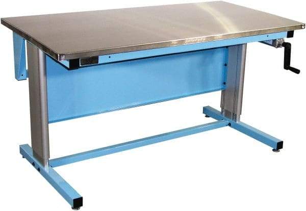 Proline - 72 Wide x 30" Deep x 42" High, Stainless Steel Workbench - Adjustable Height Legs, Blue - USA Tool & Supply