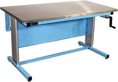 Proline - 72 Wide x 30" Deep x 42" High, Stainless Steel Workbench - Adjustable Height Legs, Blue - USA Tool & Supply