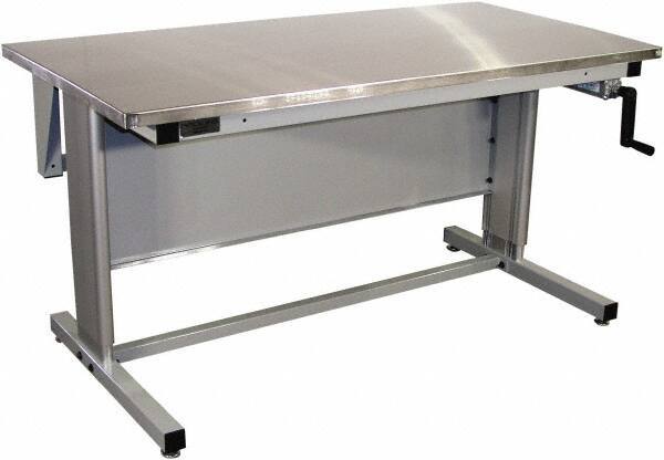 Proline - 72 Wide x 30" Deep x 42" High, Stainless Steel Workbench - Adjustable Height Legs, Gray - USA Tool & Supply