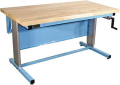 Proline - 60 Wide x 30" Deep x 42" High, Maple Workbench - Adjustable Height Legs, Blue - USA Tool & Supply