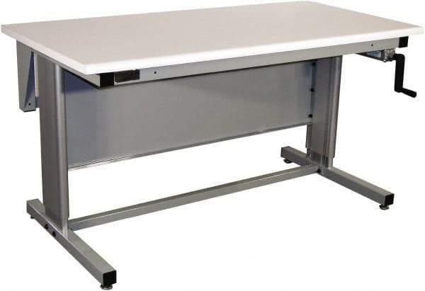 Proline - 60 Wide x 30" Deep x 42" High, Plastic Laminate Workbench - Bull Nose Edge, Adjustable Height Legs, Gray - USA Tool & Supply