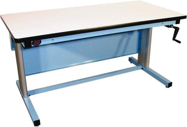 Proline - 60 Wide x 30" Deep x 42" High, Static Dissipative Workbench - T-Molded Edge, Adjustable Height Legs, Blue - USA Tool & Supply