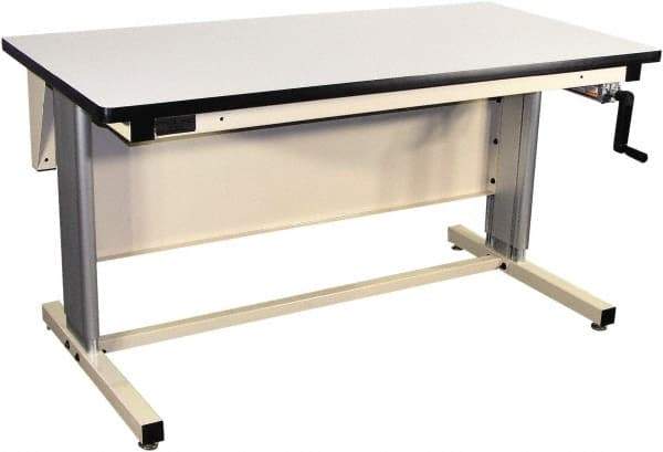 Proline - 60 Wide x 30" Deep x 42" High, Static Dissipative Workbench - T-Molded Edge, Adjustable Height Legs, Beige - USA Tool & Supply